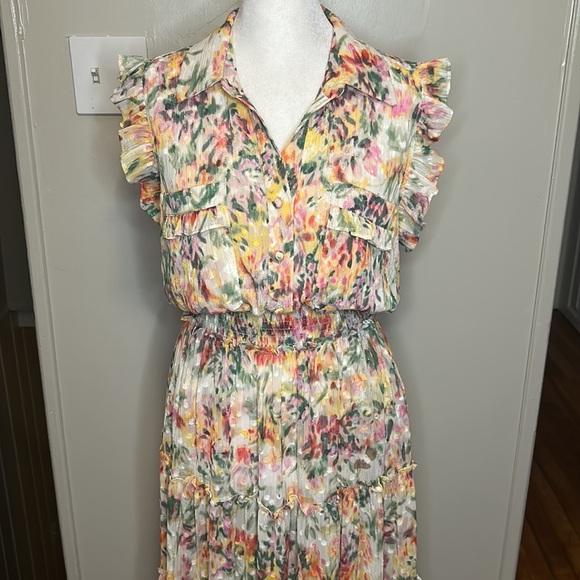 Misa Los Angeles Trina Floral Swiss Dot Sleeveless Maxi Dress New Size XS - Picture 5 of 14